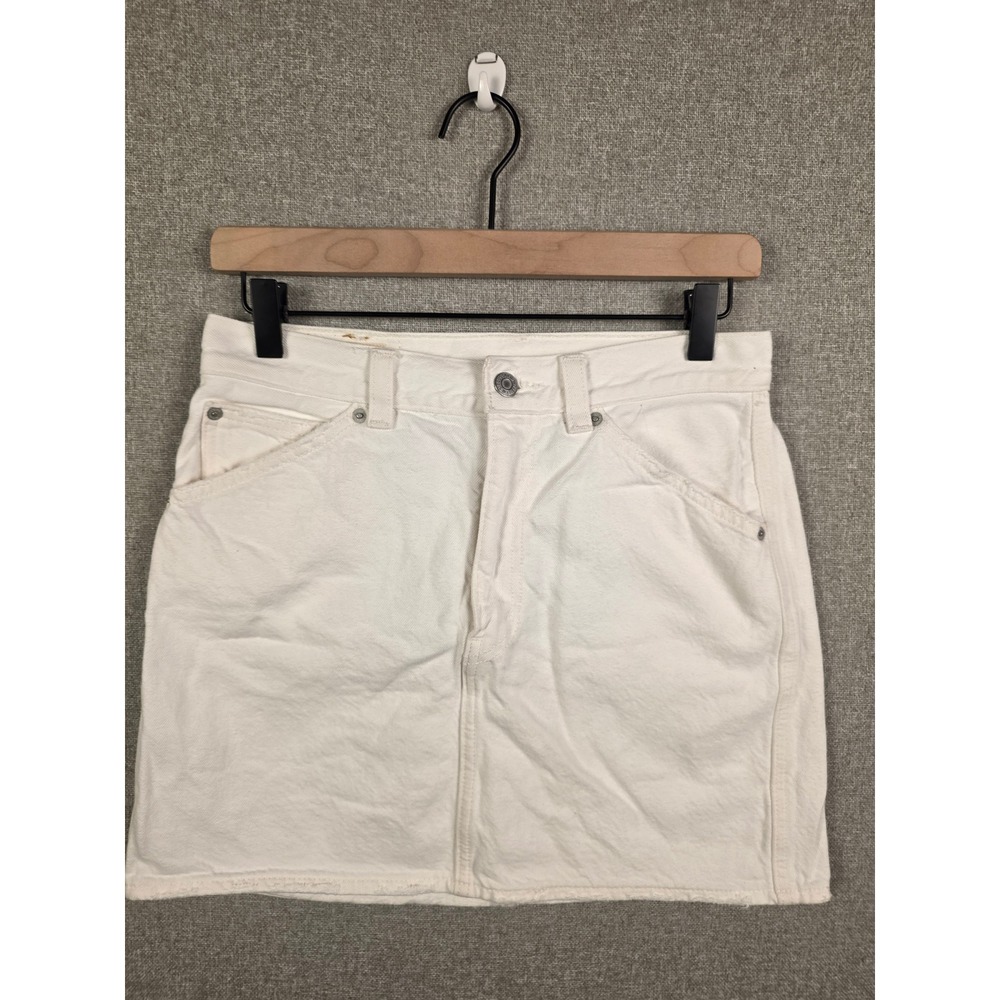 Levis‎ Premium White Denim Mini Skirt Womens 27 A3537-0003 High Rise Cotton